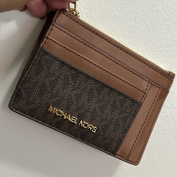 Michael Kors Jet Set Small Double Side Card Case Wallet Brown MK Signatu… - Picture 8 of 11
